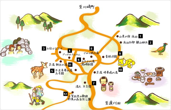 青根温泉郷 寄り道MAP